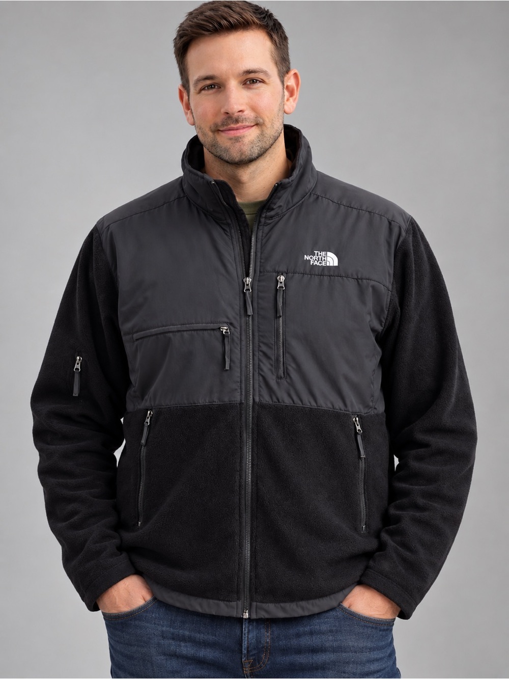 The North Face Polartec Fleece Jacket Men’s XL Black Full Zip Outdoor Hiking